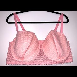 LIKE NEW Adore Me 42D Nymphadora Contour Plus Size in Pink Lace with Hearts